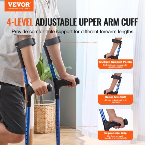 Forearm Crutches for Adults 11Level Height Adjustable Walking Crutches