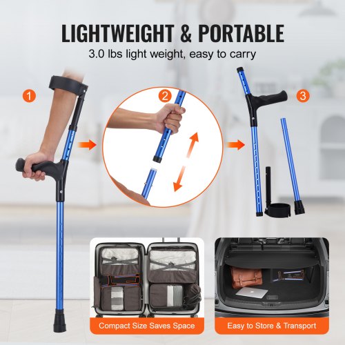 Forearm Crutches for Adults 11Level Height Adjustable Walking Crutches
