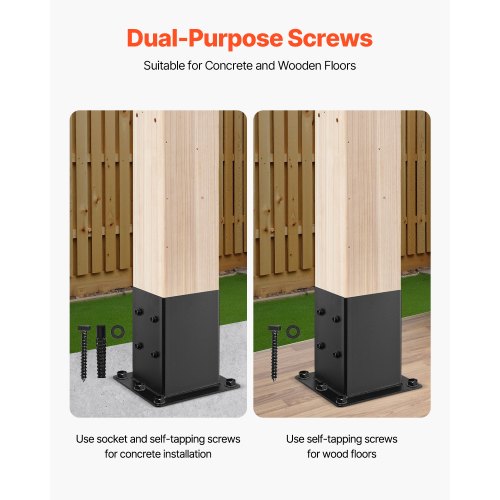 6x6 Post Base 4 Pcs Inner Size 56x5.6 inch 142x142 mm Post Brackets