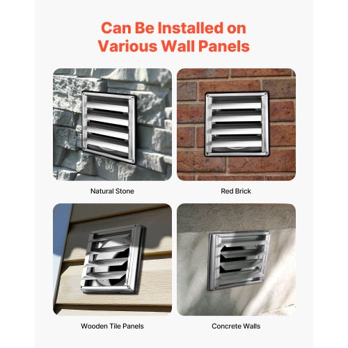 6 inch Wall Vent Cover Louvered Square AC Vent Gable Cover Premium