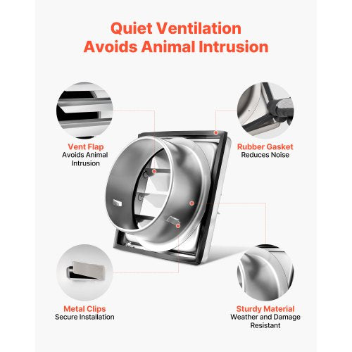 4 inch Wall Vent Cover Louvered Square AC Vent Gable Cover Premium