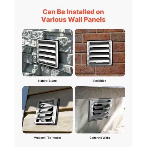 4 inch Wall Vent Cover Louvered Square AC Vent Gable Cover Premium