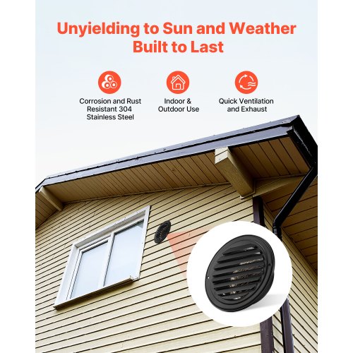 6 inch Wall Vent Cover Louvered Round AC Vent Gable Cover Premium