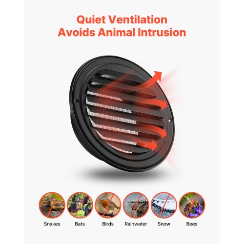 6 inch Wall Vent Cover Louvered Round AC Vent Gable Cover Premium