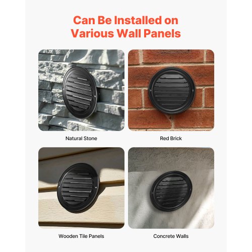 6 inch Wall Vent Cover Louvered Round AC Vent Gable Cover Premium