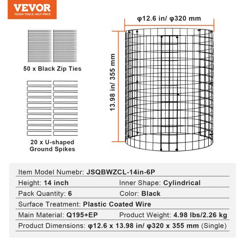 6 Pack Plant Protector from Animals 126 Dia x 14 H Chicken Wire Plant