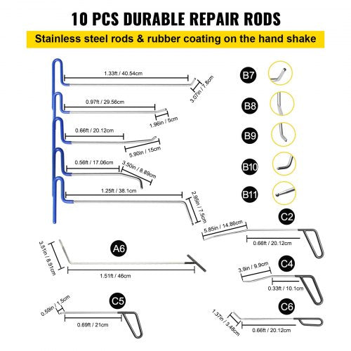 Paintless Dent Removal Rods 89 PCS Paintless Dent Repair Tools Golden