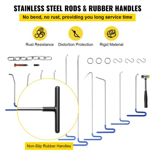 Rods Dent Removal Kit 20 Pcs Paintless Dent Repair Rods Stainless Steel