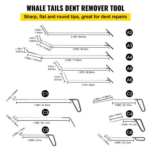 Rods Dent Removal Kit 21 Pcs Paintless Dent Repair Rods Stainless Steel
