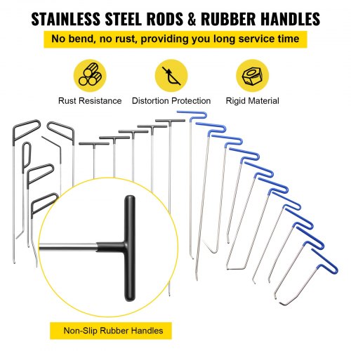 Rods Dent Removal Kit 21 Pcs Paintless Dent Repair Rods Stainless Steel