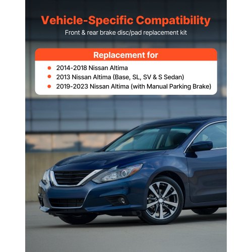 Front and Rear Brake Kit Compatible with 2013 Nissan Altima Base SL SV