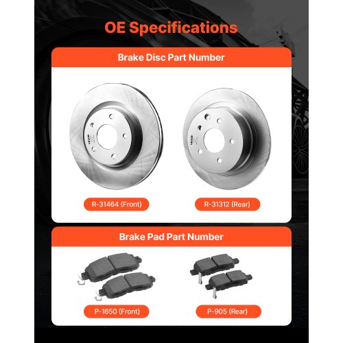 Front and Rear Brake Kit Compatible with 2013 Nissan Altima Base SL SV
