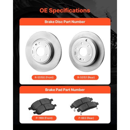 Front Rear Brake Kit Compatible with 20082017 Buick Enclave 20092017