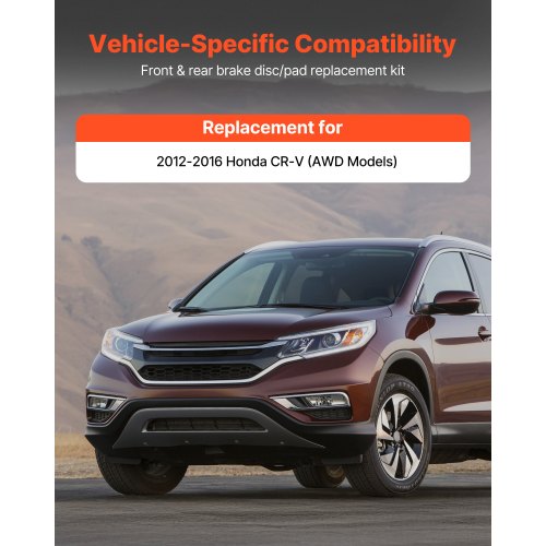 Front Rear Brake Kit Compatible with 20122016 Honda CRV AWD Models