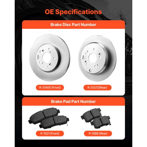 Front Rear Brake Kit Compatible with 20122016 Honda CRV AWD Models