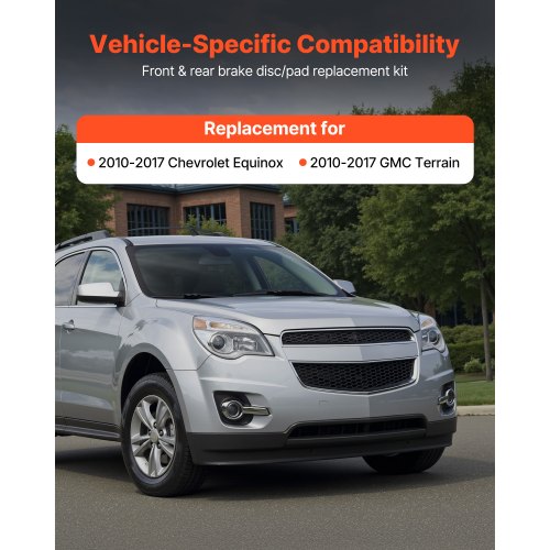 Front and Rear Brake Kit Compatible with 20102017 Chevrolet Equinox