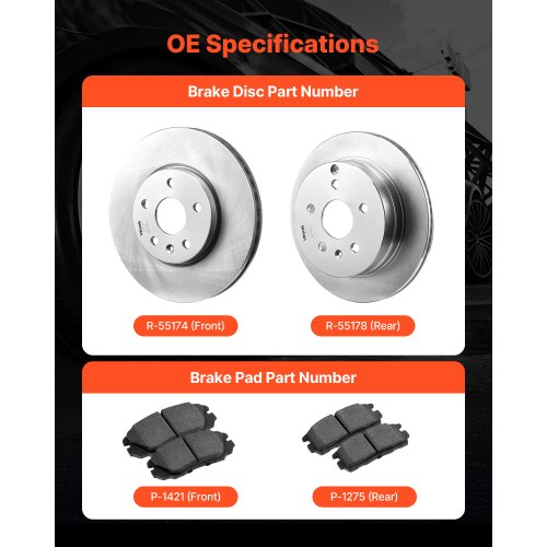 Front and Rear Brake Kit Compatible with 20102017 Chevrolet Equinox