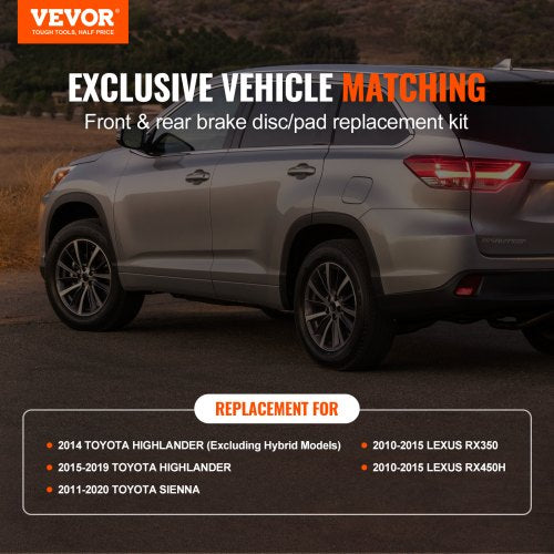 Front and Rear Brake Kit Compatible with Toyota Sienna Highlander Lexus