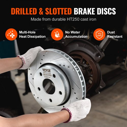 Front and Rear Brake Kit Compatible with 20072017 Jeep Wrangler Drilled
