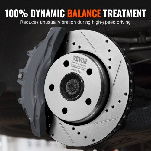 Front and Rear Brake Kit Compatible with 20072017 Jeep Wrangler Drilled
