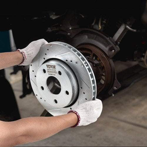 Front and Rear Brake Kit Compatible with 20072017 Jeep Wrangler Drilled