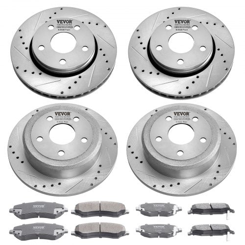 Front and Rear Brake Kit Compatible with 20072017 Jeep Wrangler Drilled
