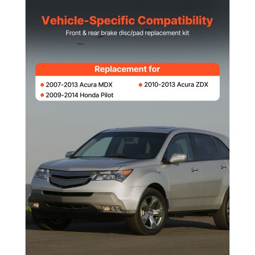 Front and Rear Brake Kit Compatible with 20072013 Acura MDX 20102013