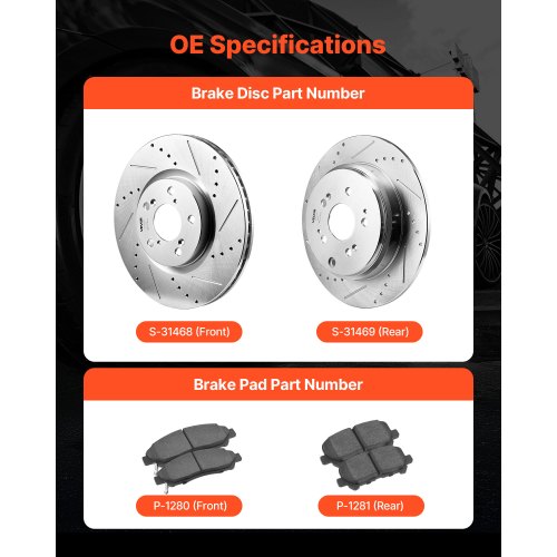 Front and Rear Brake Kit Compatible with 20072013 Acura MDX 20102013
