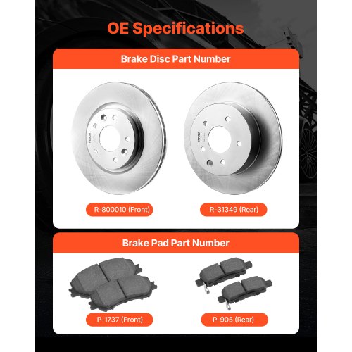 Front and Rear Brake Kit Compatible with 20142015 Nissan Rogue 2 Row