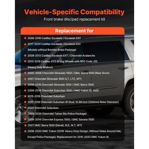 Front Brake Kit Compatible with 20082016 Cadillac EscaladeEscalade ESV