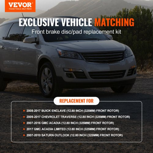 Front Brake Kit Compatible with 20072017 Chevy Traverse Buick Enclave GMC