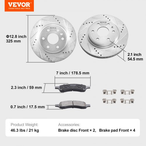Front Brake Kit Compatible with 20072017 Chevy Traverse Buick Enclave GMC