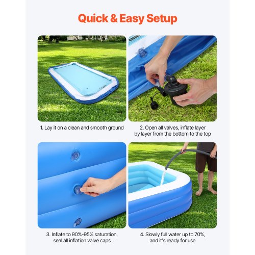 Inflatable Pool 118 x 67 x 20 inch Large Inflatable Swimming Pool Family