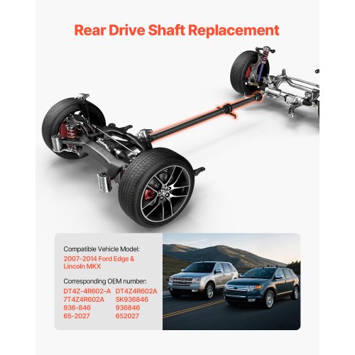 Rear Drive Shaft, 80.0"-81.6" Prop Shaft Driveshaft Assembly Compatible with 2007-2014 Ford Edge & Lincoln MKX, Replace #DT4Z-4R602-A DT4Z4R602A 7T4Z4R602A SK936846 936-846 65-2027