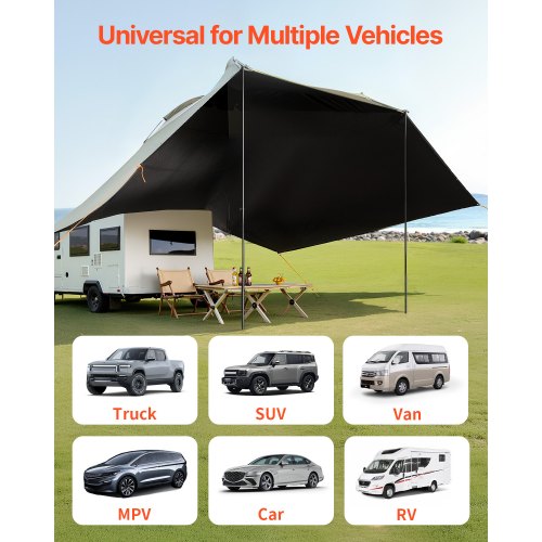 Vehicle Awning Large 10 x 7 Shade Coverage Car Side Awning PU2000mm