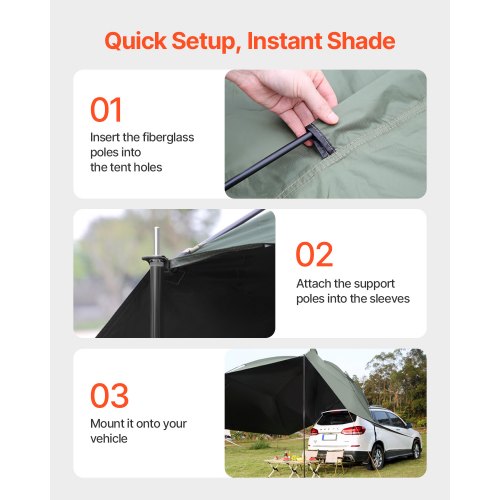Vehicle Awning Large 10 x 7 Shade Coverage Car Side Awning PU2000mm