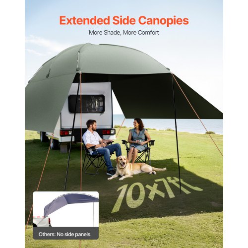 Vehicle Awning Large 10 x 7 Shade Coverage Car Side Awning PU2000mm