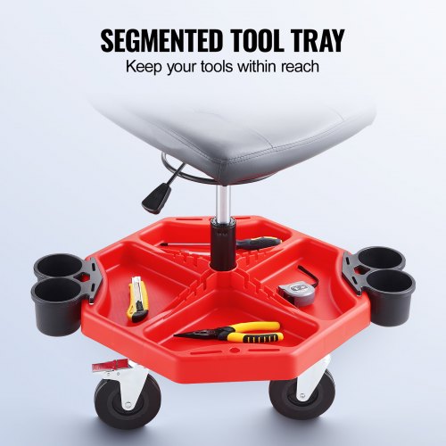 Rolling Garage Stool Adjustable Height 17 x 15 in Comfort CushionRound