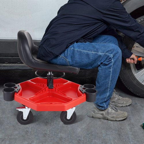 Rolling Garage Stool Adjustable Height 17 x 15 in Comfort CushionRound