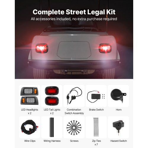 Golf Cart Light Kit 12 Volt Street Legal LED Headlight and Taillight Kit