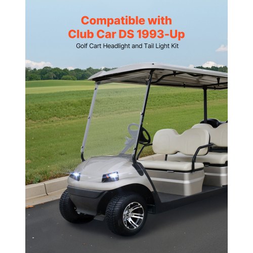 Golf Cart Light Kit 12V LED Headlight and Taillight Kit with Wiring