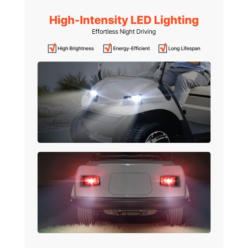 Golf Cart Light Kit 12V LED Headlight and Taillight Kit with Wiring