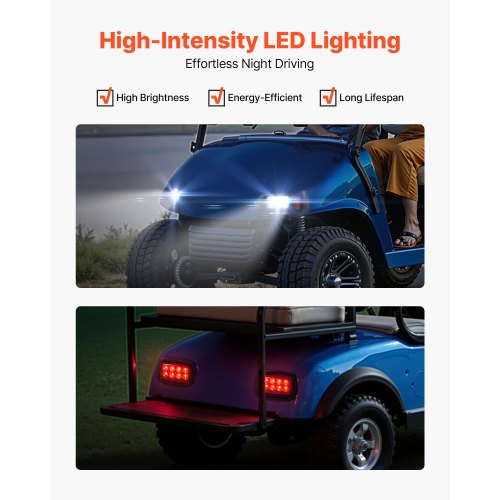 Golf Cart Light Kit 12 Volt LED Headlight and Tail Light Kit with Wiring