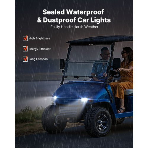 Golf Cart Light Kit 12 Volt LED Headlight and Tail Light Kit with Wiring