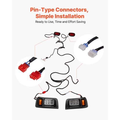 Golf Cart Light Kit 12 Volt LED Headlight and Tail Light Kit with Wiring