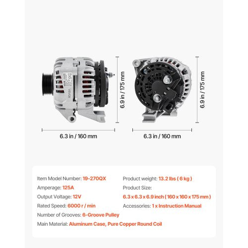 Car Alternator 11185 Fit for Chevrolet Impala LS LT 35L 20062011 Impala