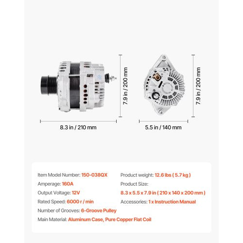 Car Alternator 11440 Fit for Dodge Journey SE Value 24L 2020 SXT 24L
