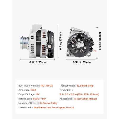 Car Alternator 84143543 Fit for Chevy Express 2500 V6 43L V8 60L