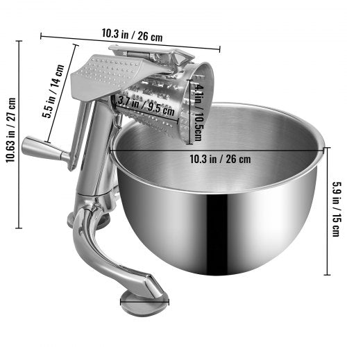 Rotary Cheese Grater Zinc Alloy Rotary Vegetable Mandoline Manual Cheese