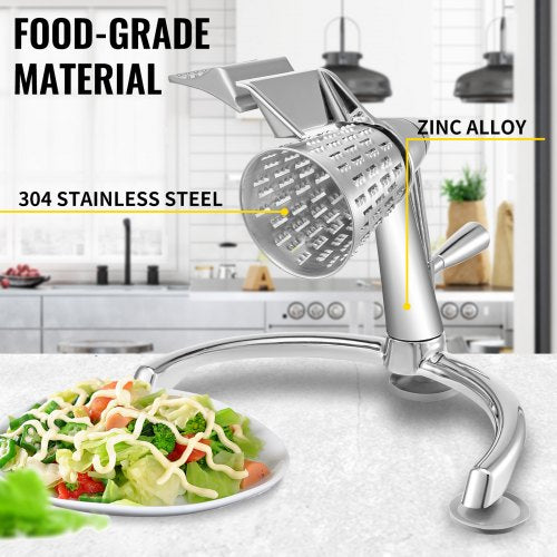 Rotary Cheese Grater Zinc Alloy Rotary Vegetable Mandoline Manual Cheese